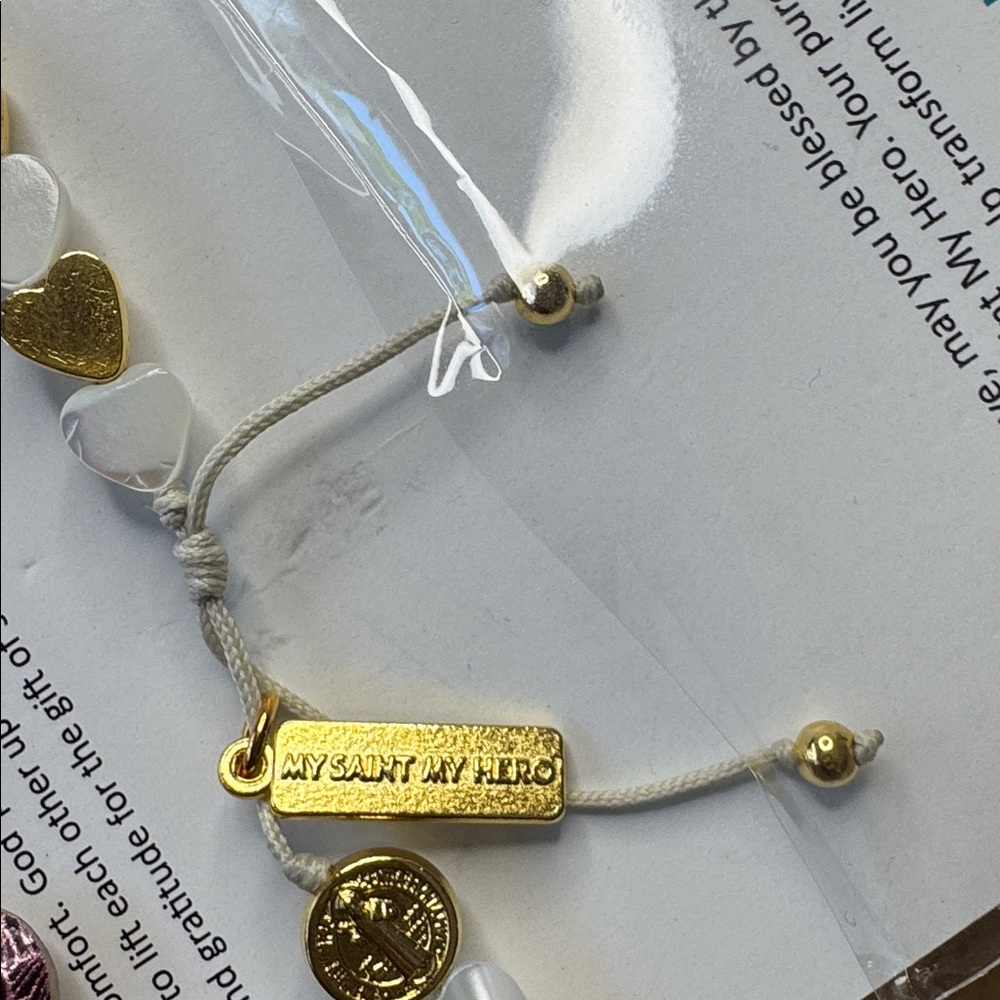 Sisters of The Heart Mother of Pearl & Gold tone Hearts Bracelet - Picture 13 of 13